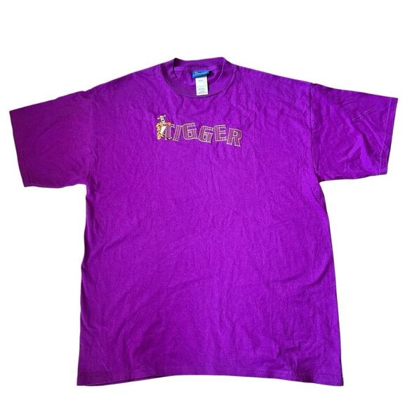 Vintage 90s Disney Tigger T-Shirt XL Purple Embroidered Jerry Leigh Made in Mexi - Picture 1 of 4